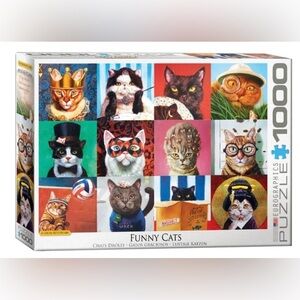New in Sealed Box Lucia Heffernan Funny Cats 1000 Piece Puzzle by Eurographics
